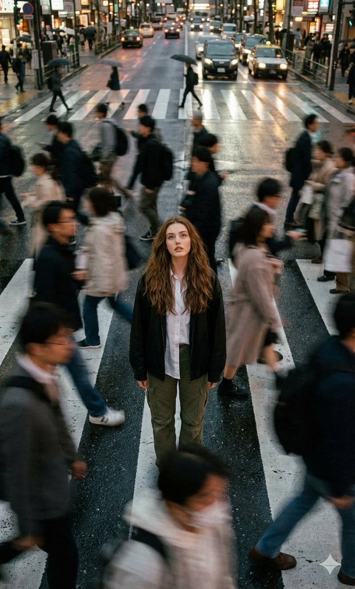 AI Prompt for Cinematic Street Photography with Crowd Blur Effect