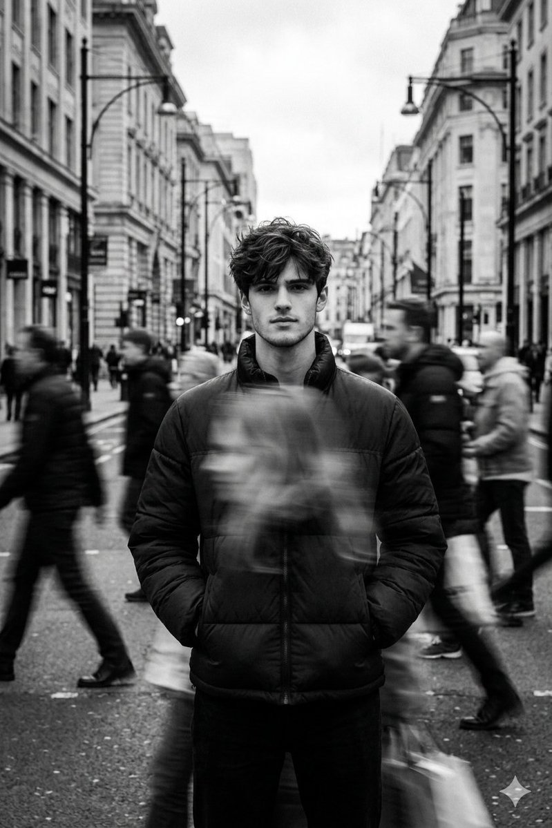 AI Prompt for Cinematic Street Portrait with Motion Blur