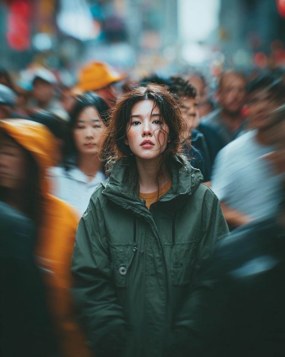 AI Prompt for Cinematic Street Portraits with Motion Blur Effect