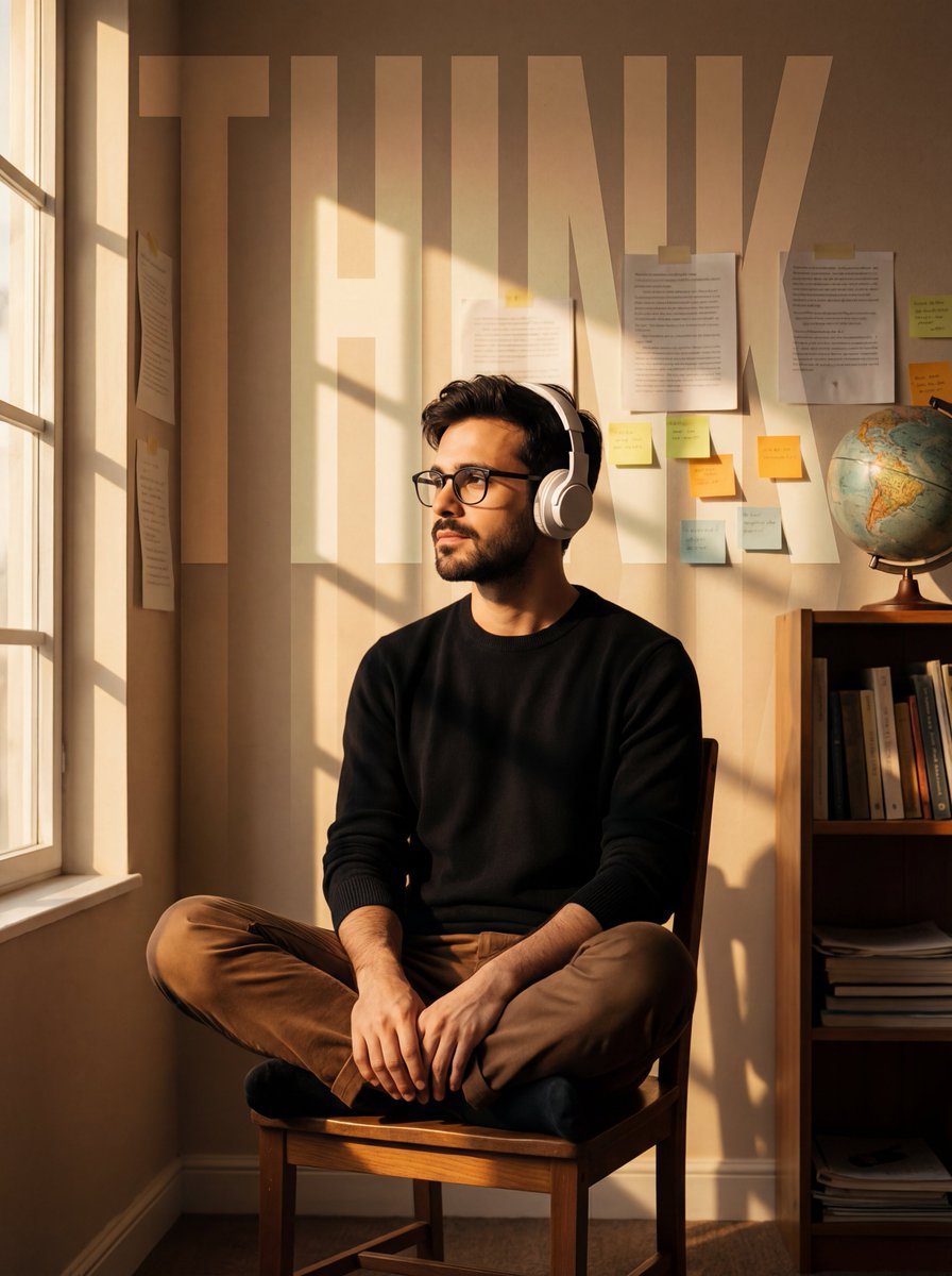 AI Prompt for Cinematic Study Room Portrait with Typography Overlay