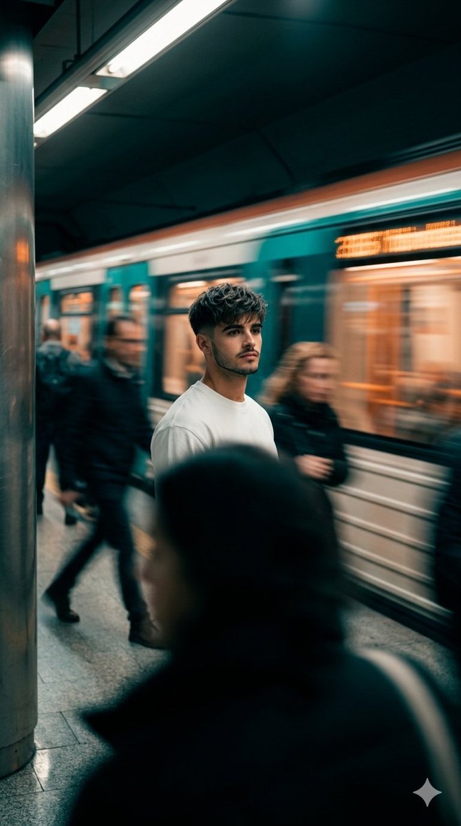AI Prompt for Cinematic Subway Portrait with Blurred City Background