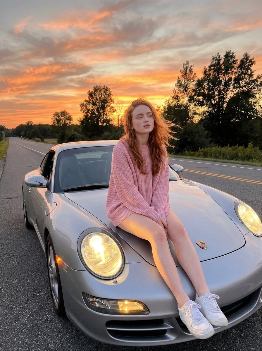 AI Prompt for Cinematic Sunset Lifestyle Photo of Sports Car
