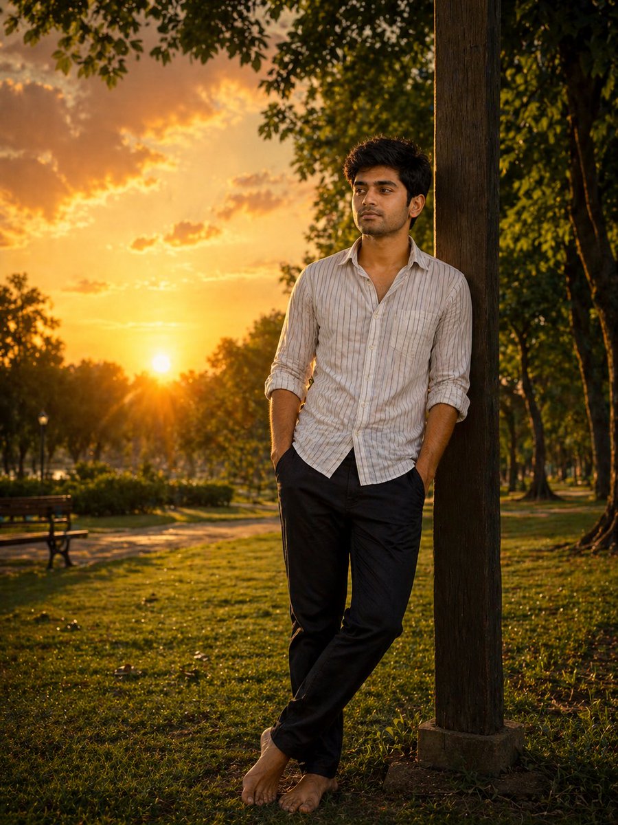 AI Prompt for Cinematic Sunset Park Portrait