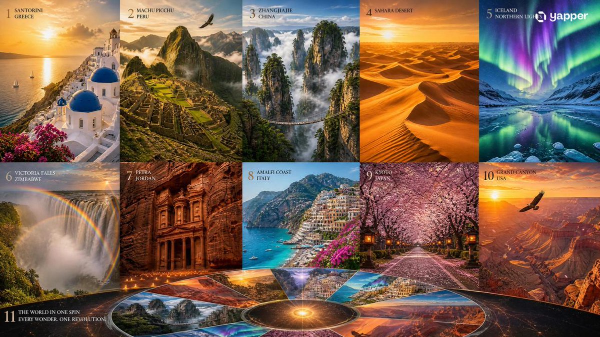 AI Prompt for Cinematic Travel Collage with Iconic Destinations