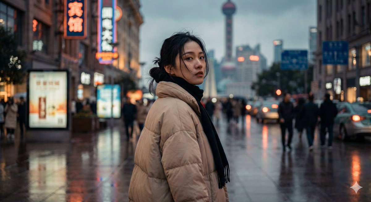 AI Prompt for Cinematic Urban Portraits of Young Women in Shanghai