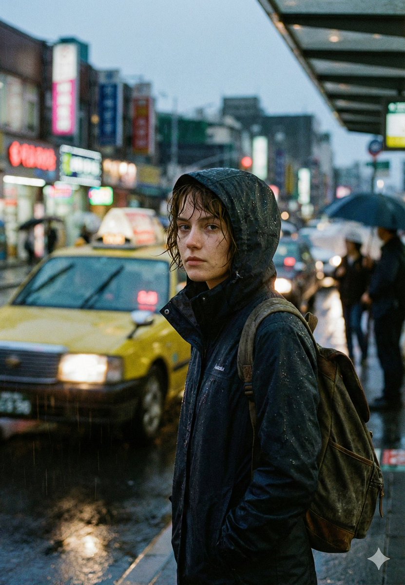 AI Prompt for Cinematic Urban Rain Scene in Neo-Noir Style