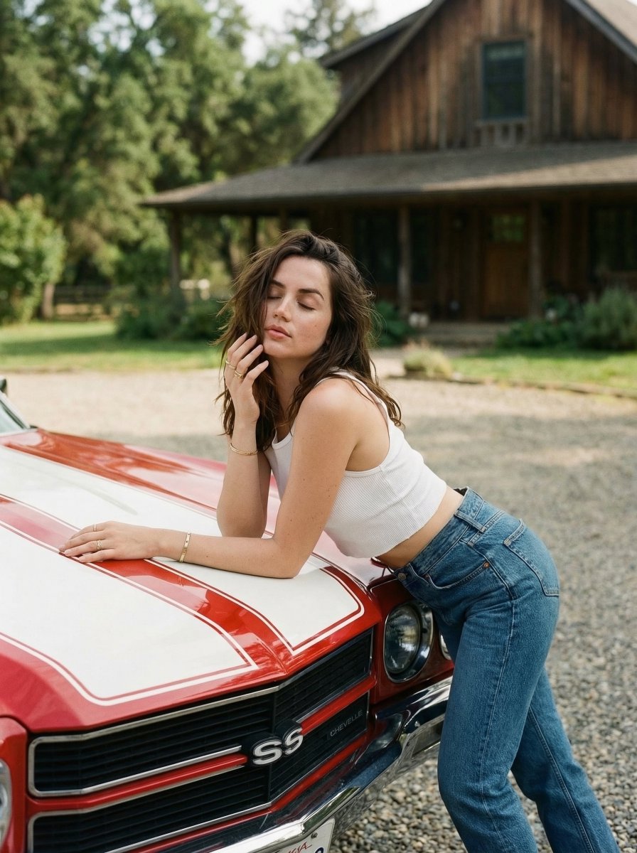 AI Prompt for Cinematic Vintage Car Portrait with Identity Lock