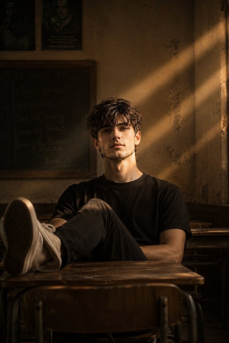 AI Prompt for Cinematic Vintage Classroom Portrait