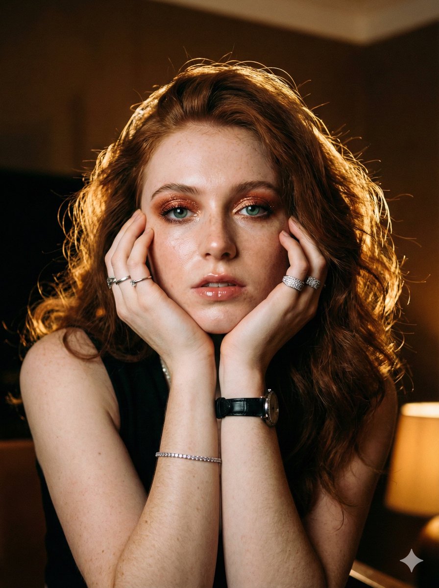 AI Prompt for Cinematic Warm Tungsten Female Portrait Photography