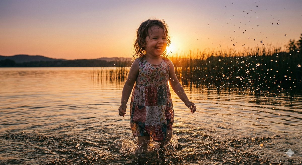 AI Prompt for Cinematic Water Splash Photos with Sunset Backlight