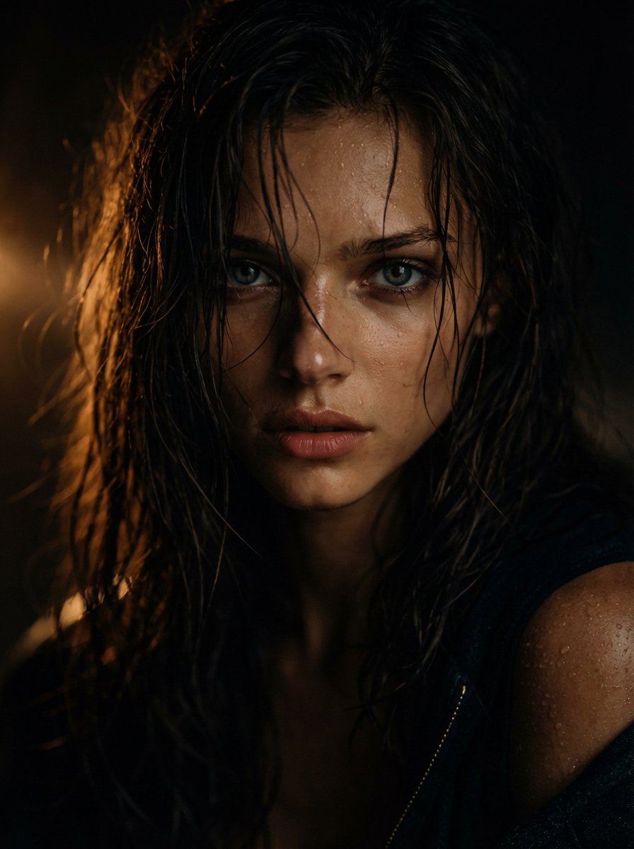 AI Prompt for Cinematic Wet Hair Portrait