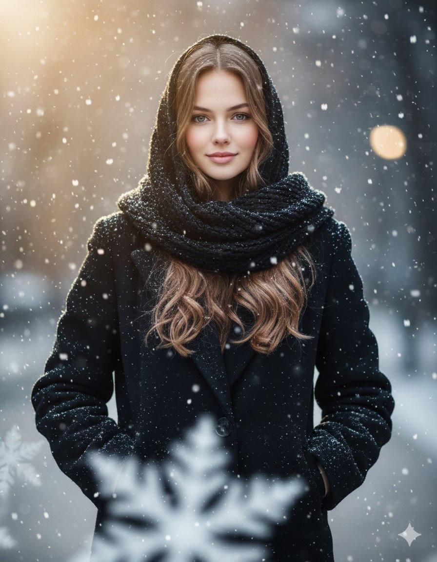 AI Prompt for Cinematic Winter Portrait with Ultra-Realistic Textures