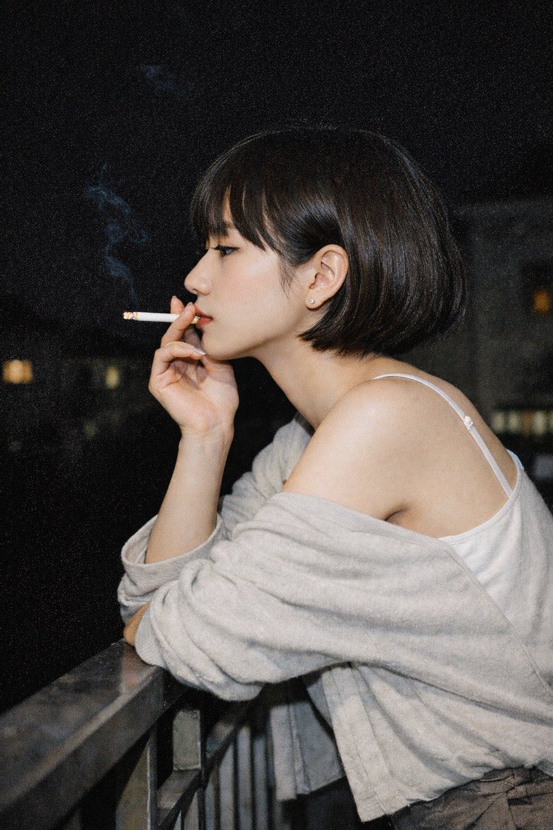AI Prompt for Cinematic Woman Smoking Night Portrait in Photorealistic Style