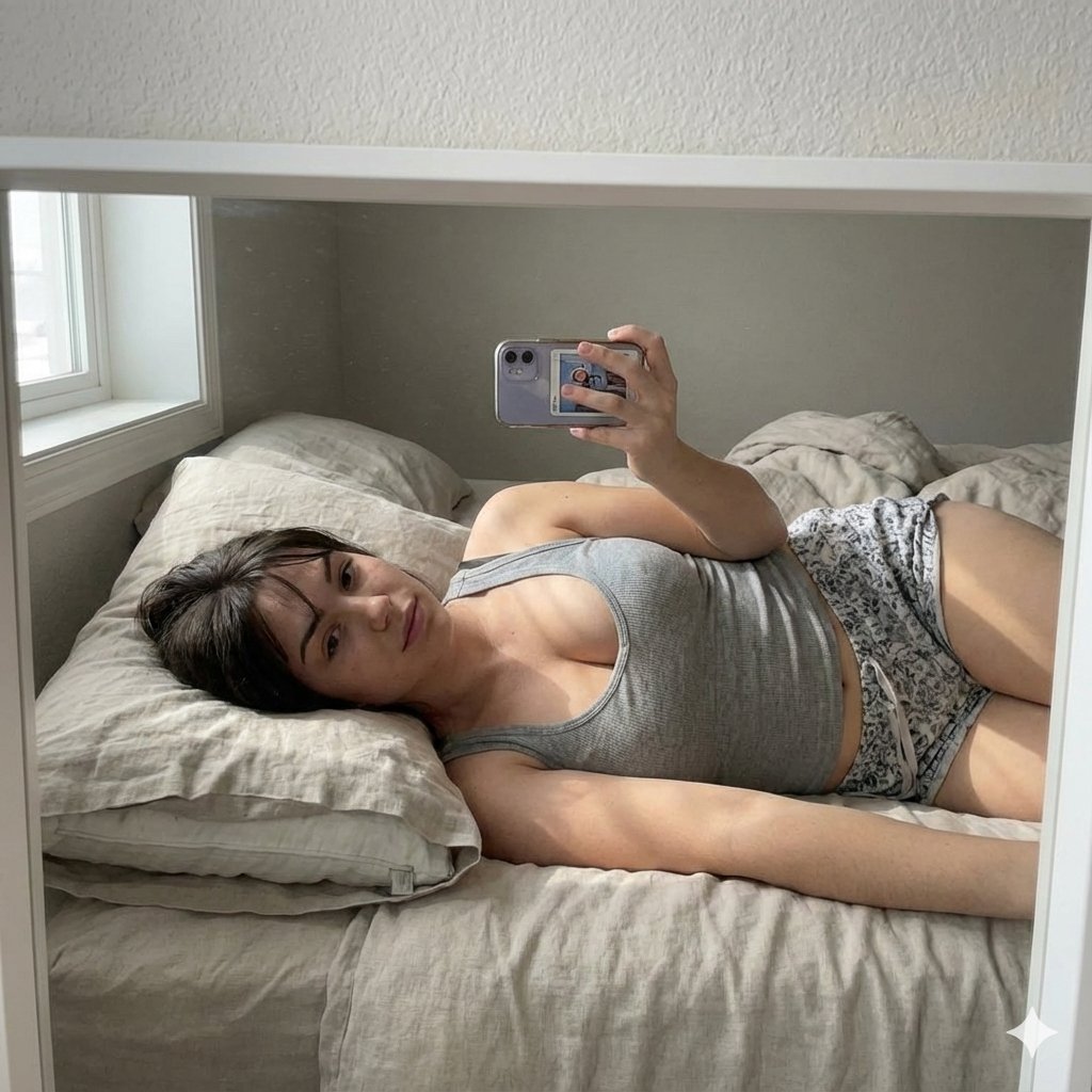 AI Prompt for Cozy Bedroom Selfie in Loungewear