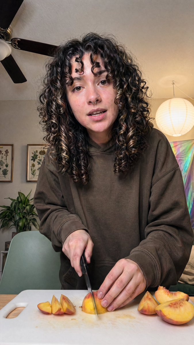 AI Prompt for Cozy Home Portrait Photography of Peach Slicing