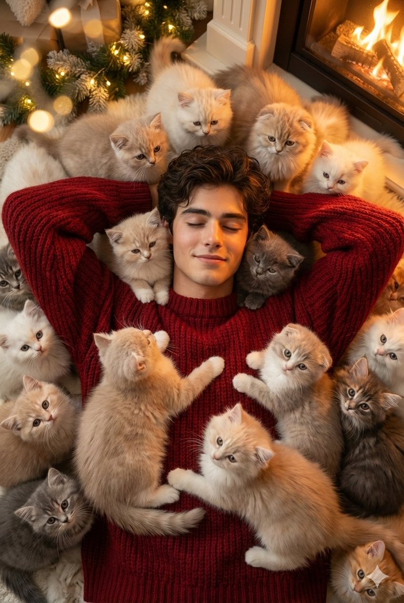 AI Prompt for Cozy Kitten Overload Portrait - High-Fashion Editorial Photography