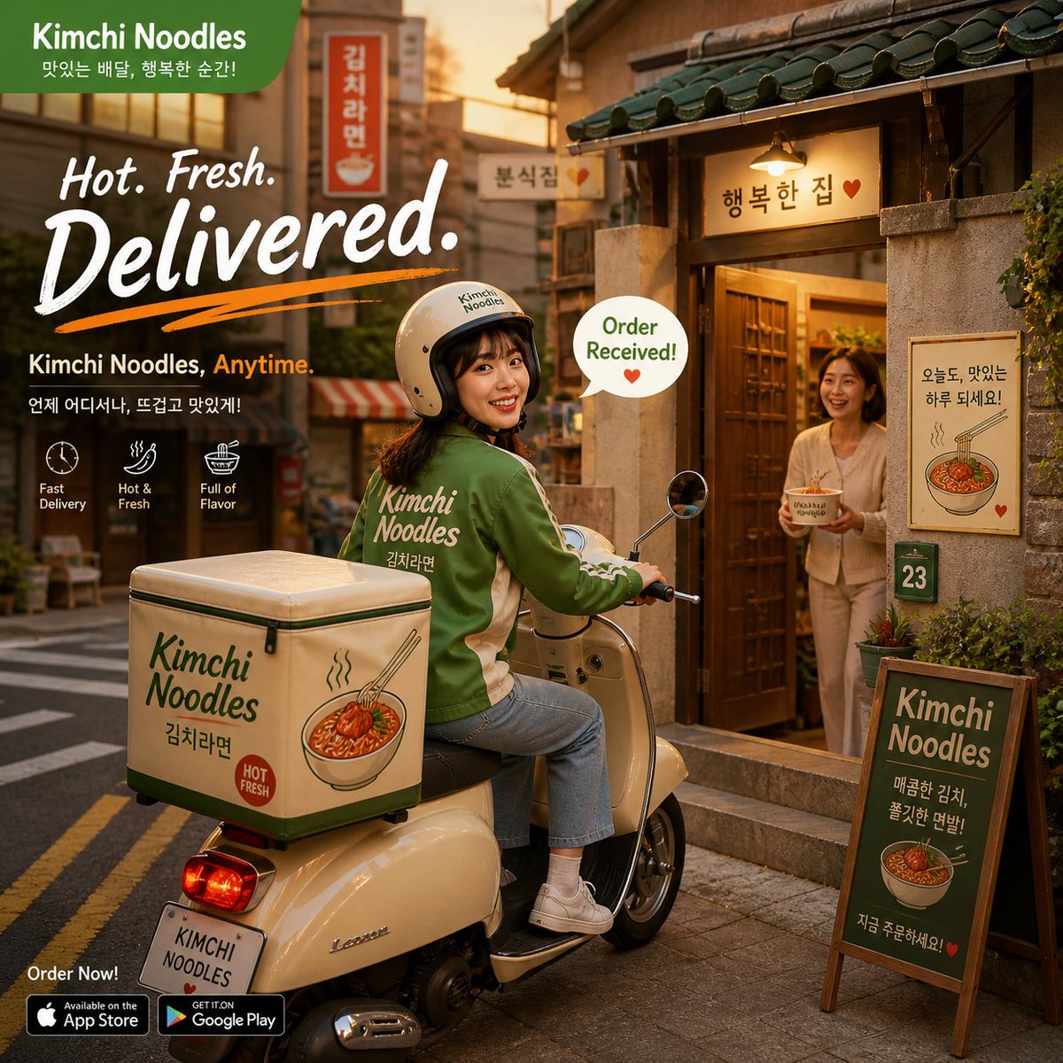 AI Prompt for Cozy Korean Food Delivery Poster