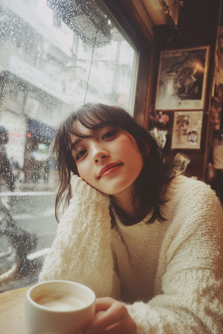 AI Prompt for Cozy Rainy Day Portrait with Film Aesthetic