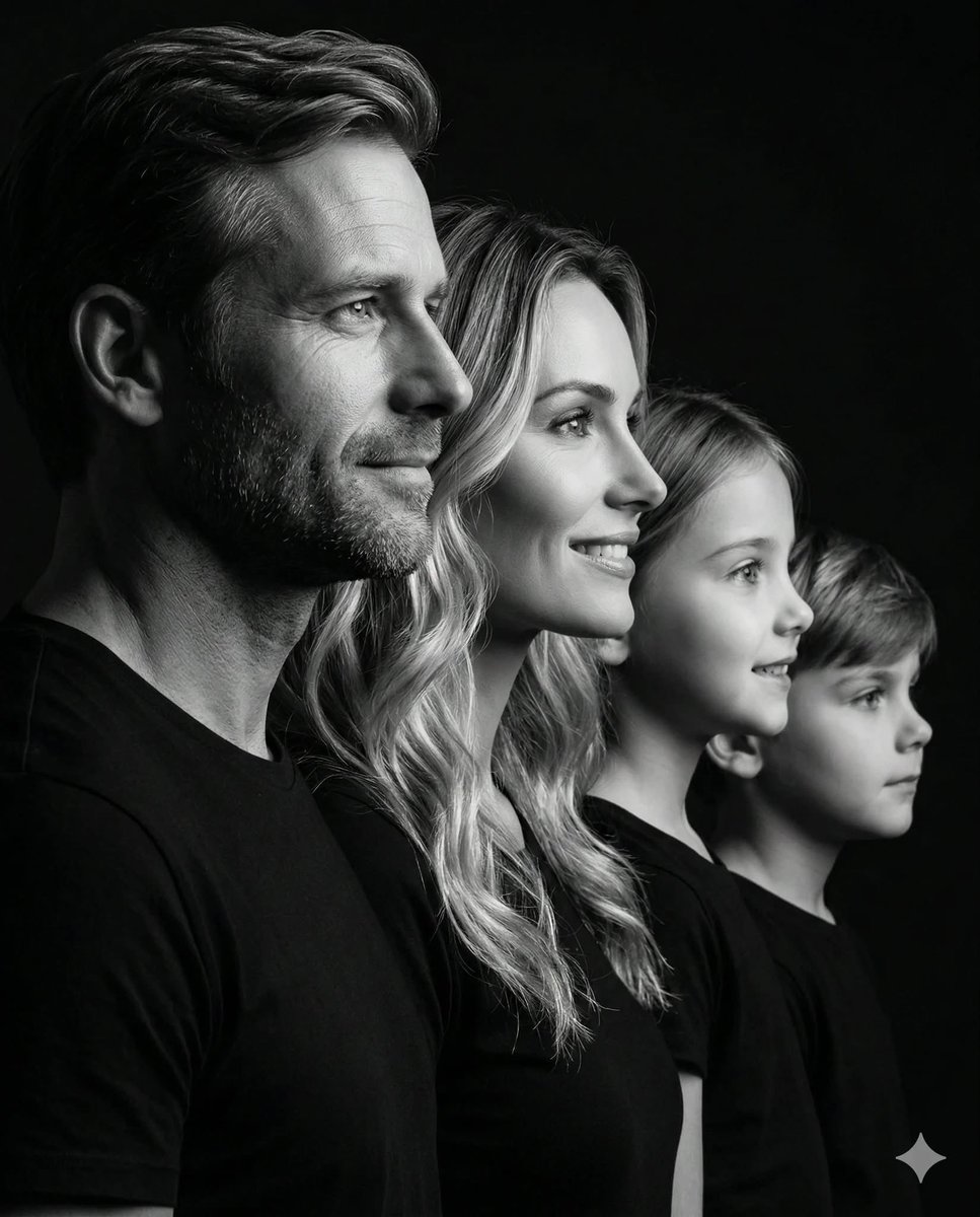AI Prompt for Creating a Photorealistic Black and White Family Portrait