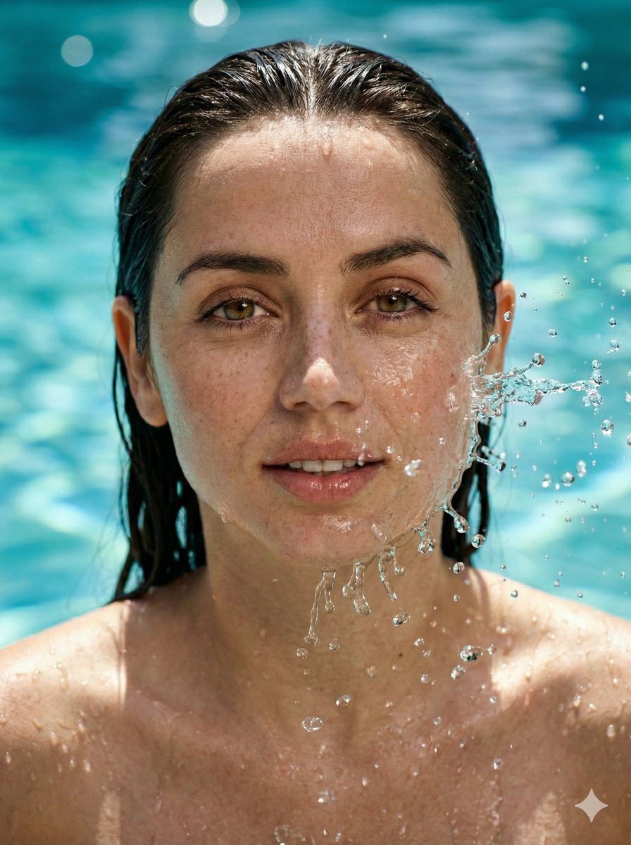 AI Prompt for Creating a Realistic High-Speed Wet Portrait with Caustic Lighting Effect
