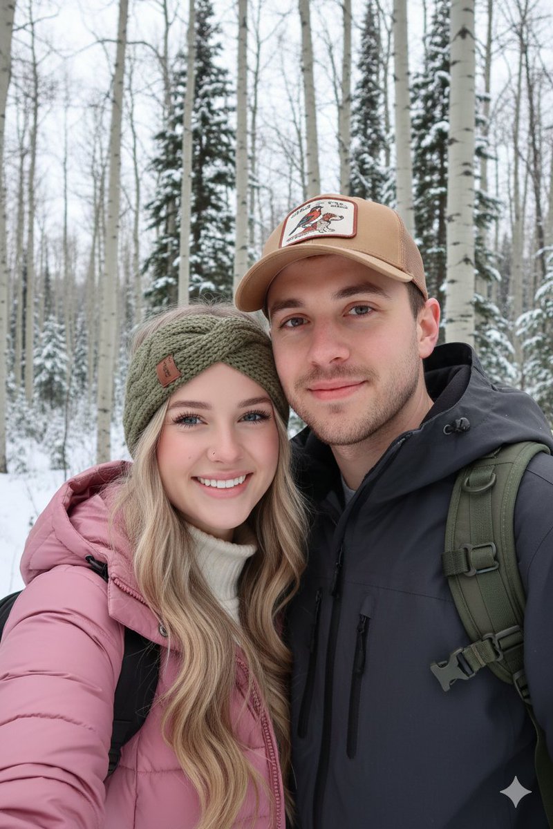 AI Prompt for Creating Authentic Couple Selfie Images in Winter Landscapes