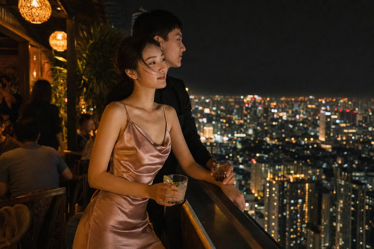 AI Prompt for Creating Cinematic Rooftop Couple Cityscape Images