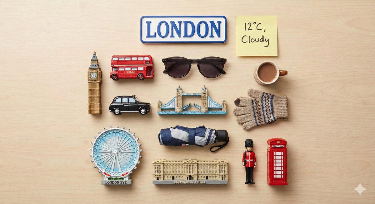 AI Prompt for Creating Custom City Landmark Magnets Flatlays