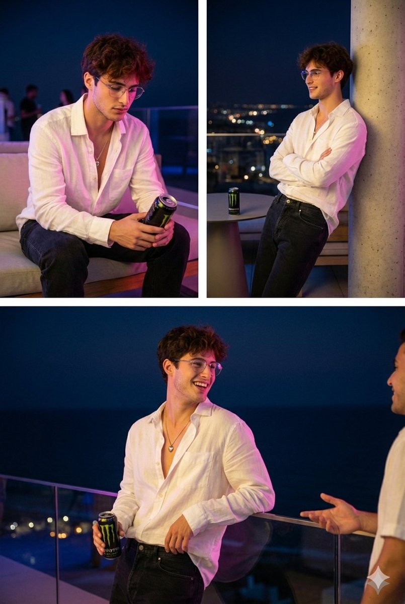 AI Prompt for Creating Dazzling Nighttime Portrait Photos of Models on Rooftop Scenes
