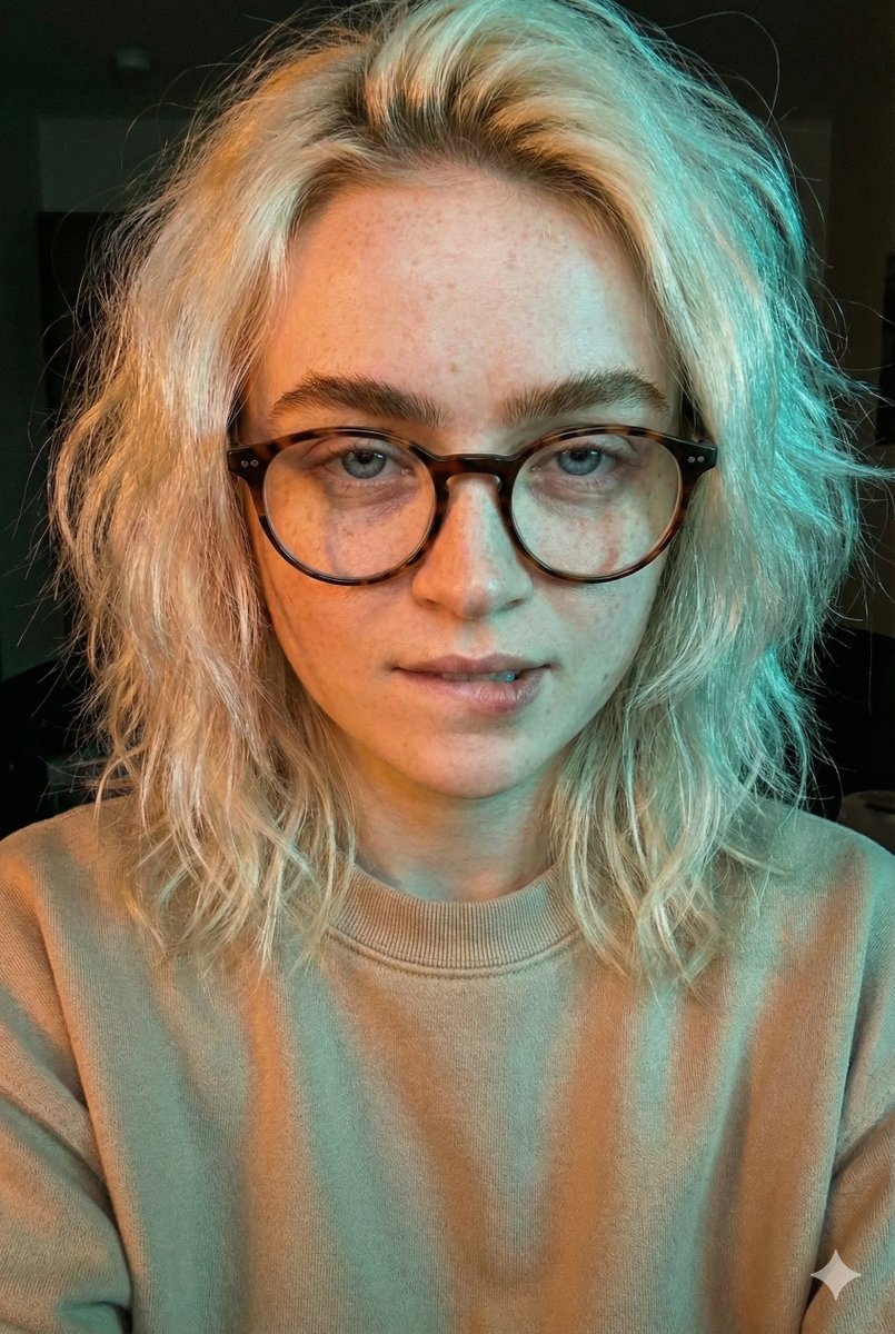AI Prompt for Creating Moody Dual-Tone Selfie Portraits with Realistic Skin and Hair Texture