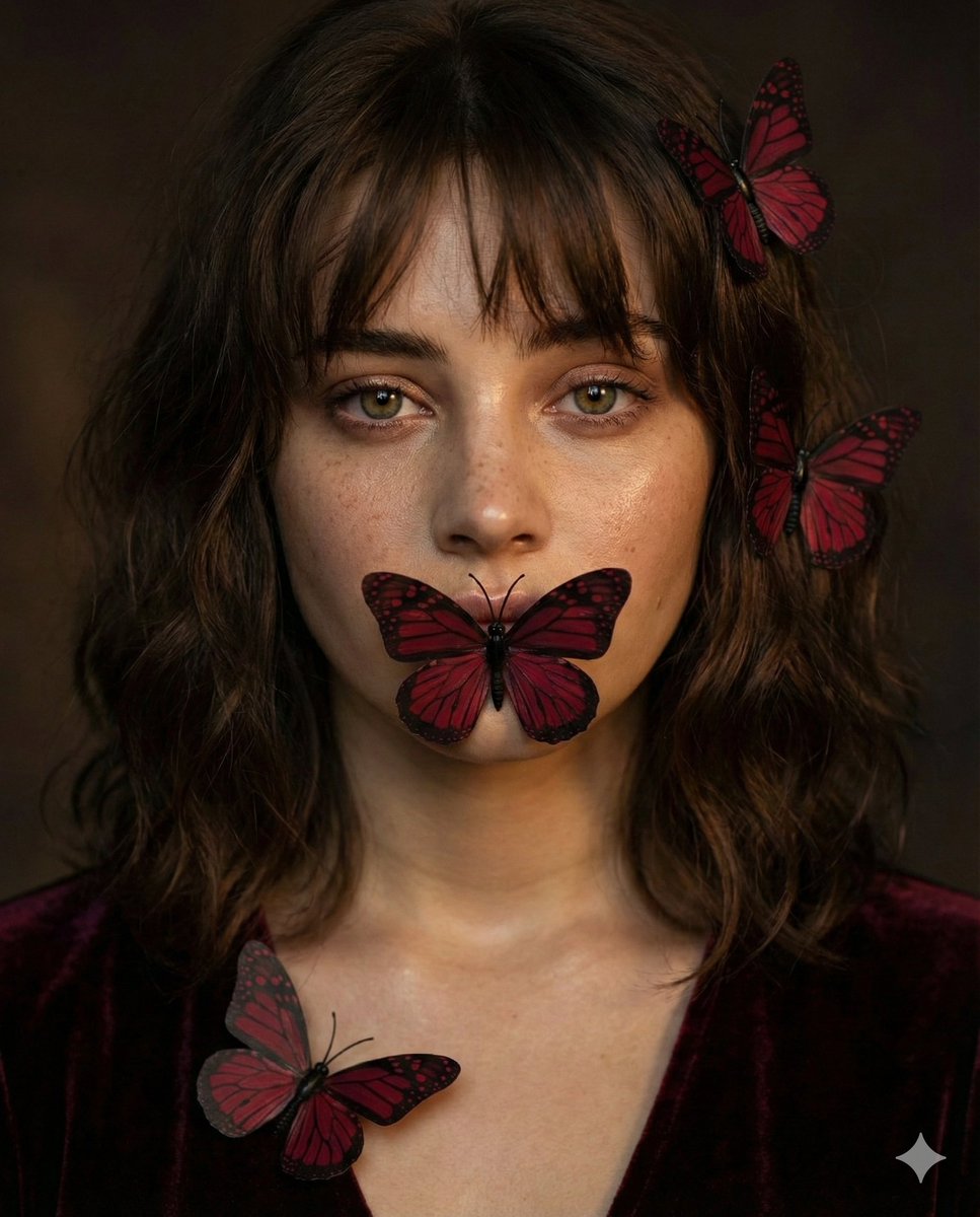 AI Prompt for Creating Mysterious Photography Images of Emotional Portraits with Butterflies