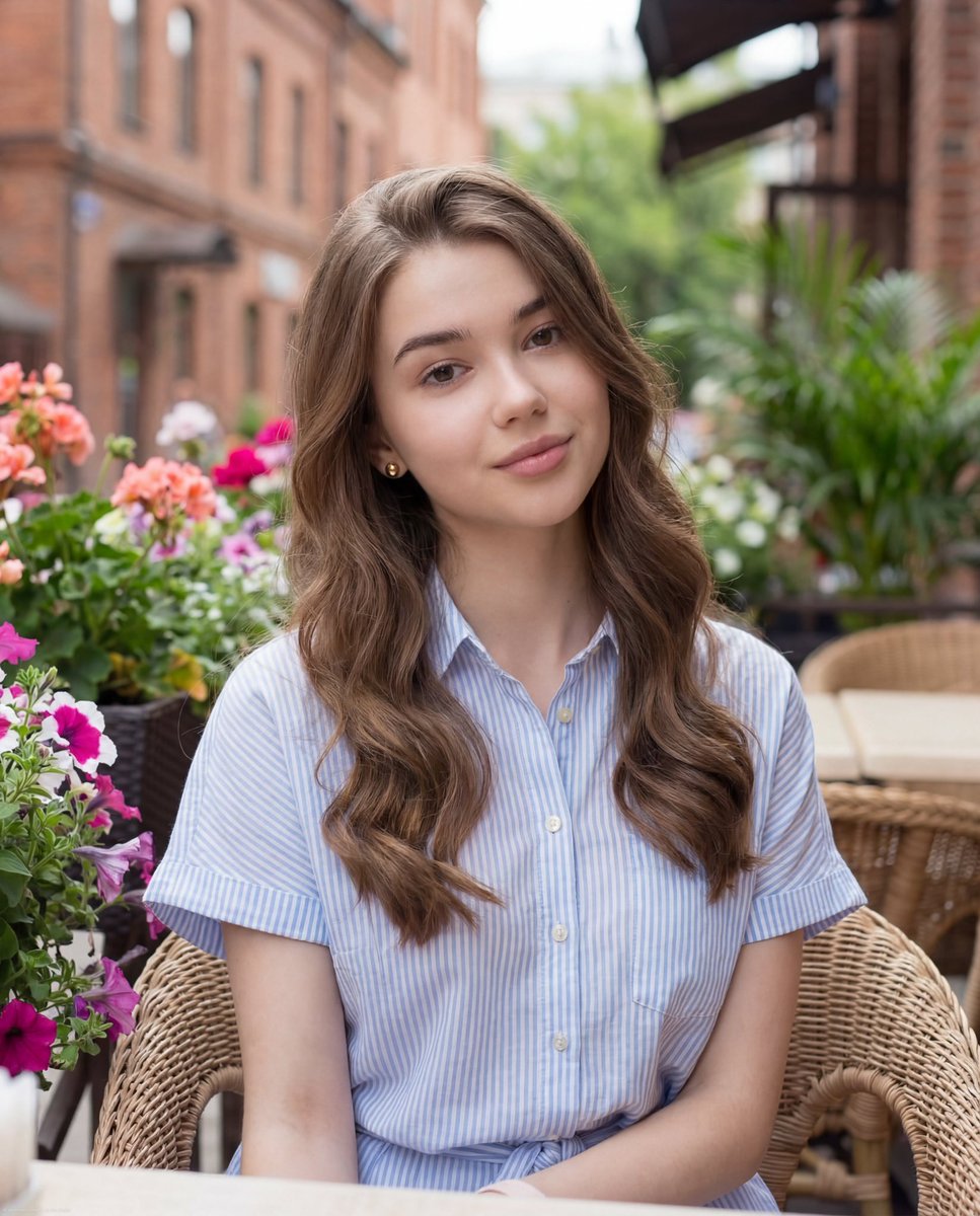 AI Prompt for Creating Realistic Casual Outdoor Café Portraits with Natural Lighting