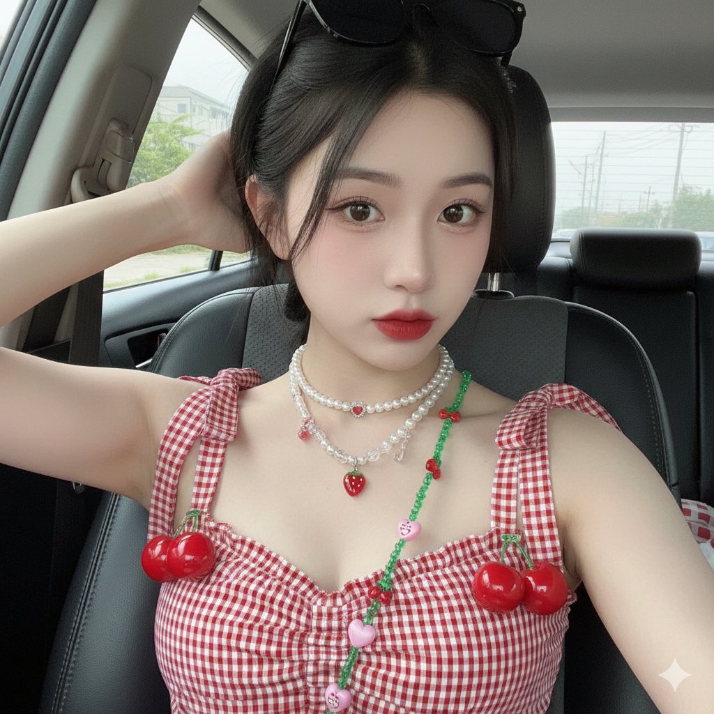 AI Prompt for Creating Realistic Coquette Aesthetic Selfies in a Car