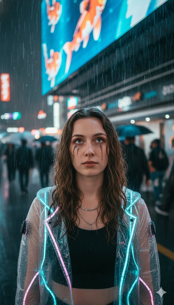 AI Prompt for Creating Realistic Cyberpunk City Portraits in Rainy Night Settings