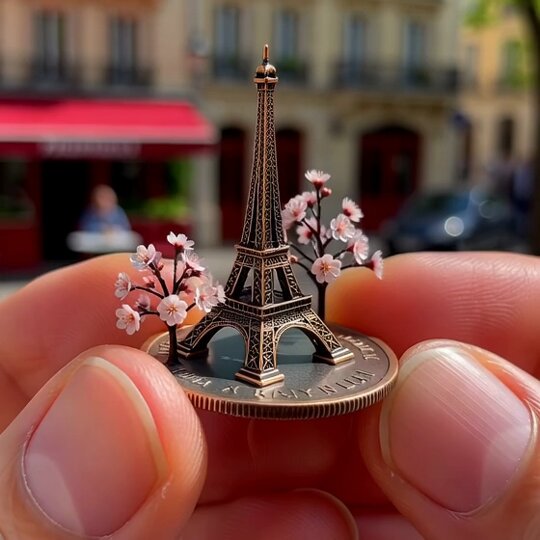 AI Prompt for Creating Stunning Macro Photographs of Miniature Eiffel Towers