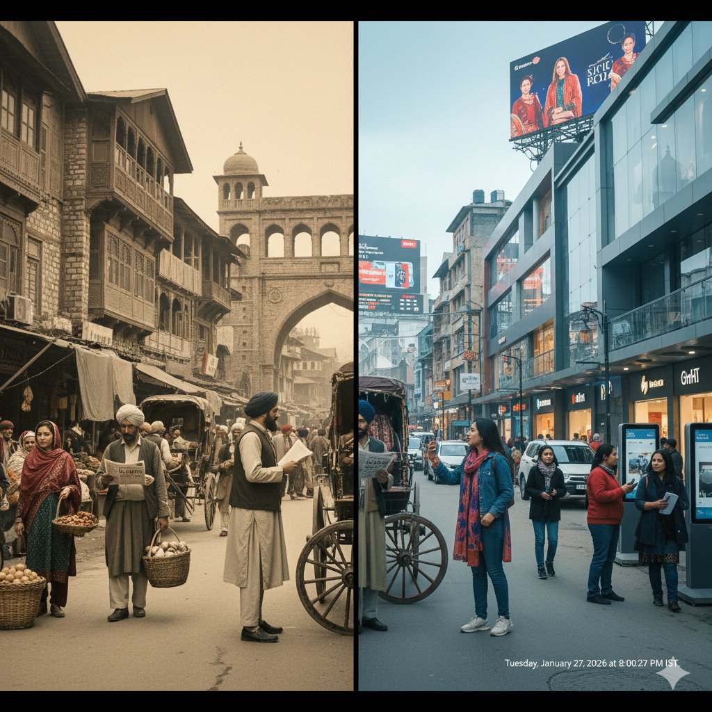 AI Prompt for Creating Stunning Split-Screen Time-Travel Cinematic Shots