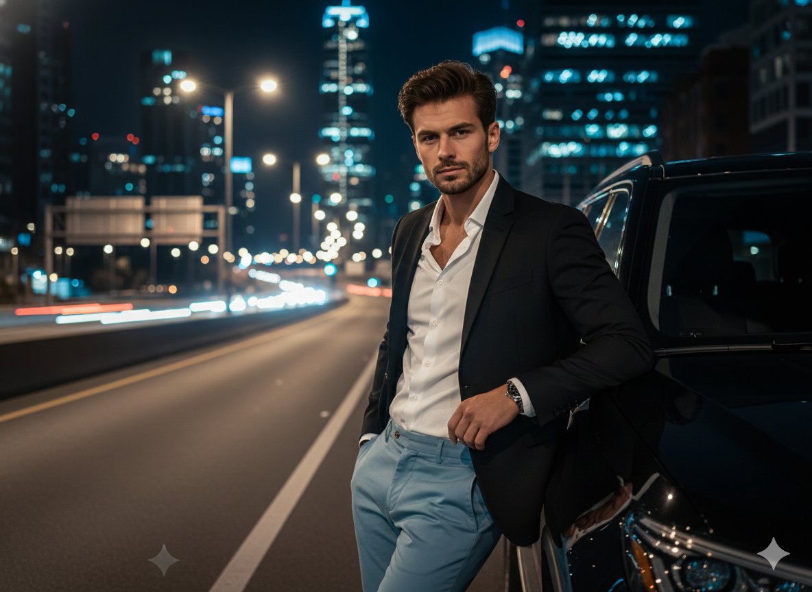 AI Prompt for Creating Ultra-Realistic Luxury SUV Night Portrait with Moody Lighting