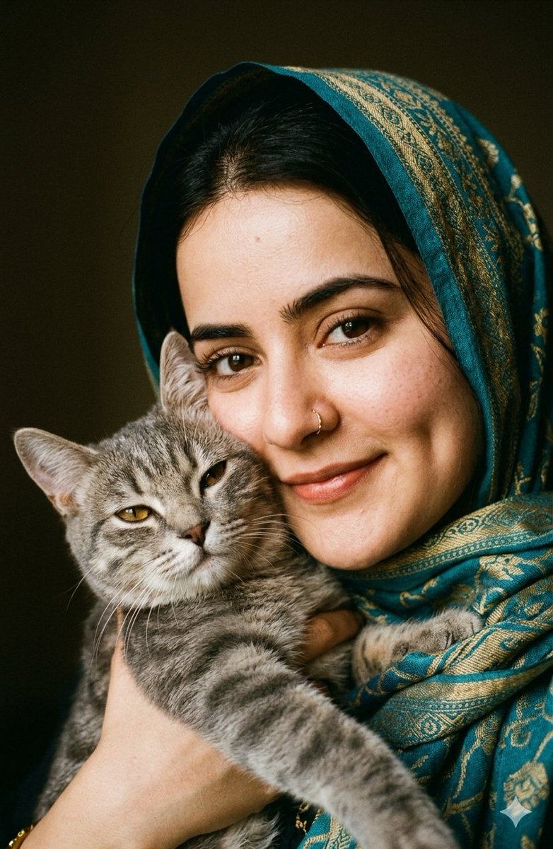 AI Prompt for Custom Portrait of Woman and Cat in Retro Style