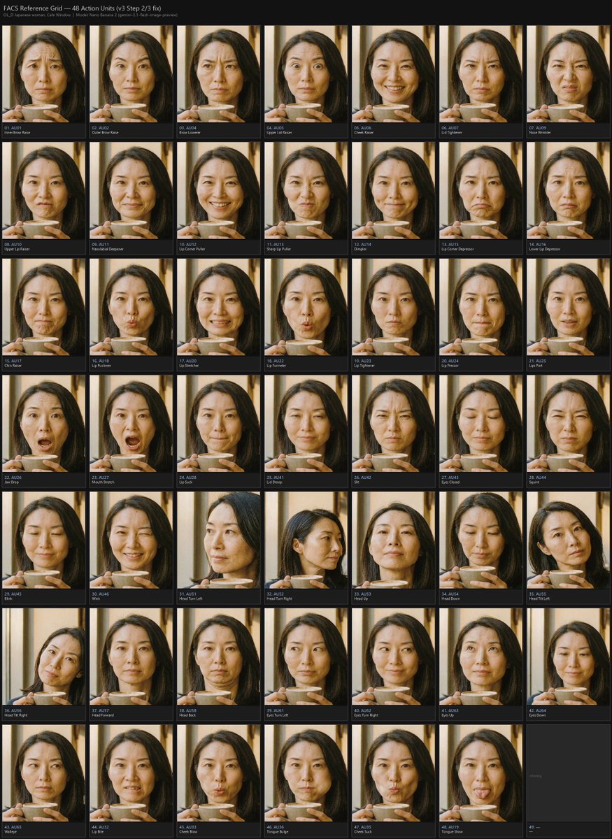 AI Prompt for Customizable FACS Action Unit Reference Grids