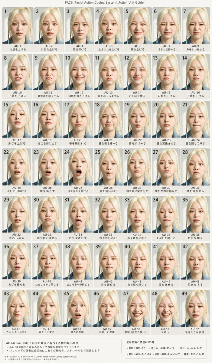 AI Prompt for Customizable FACS Facial Expression Chart Infographic