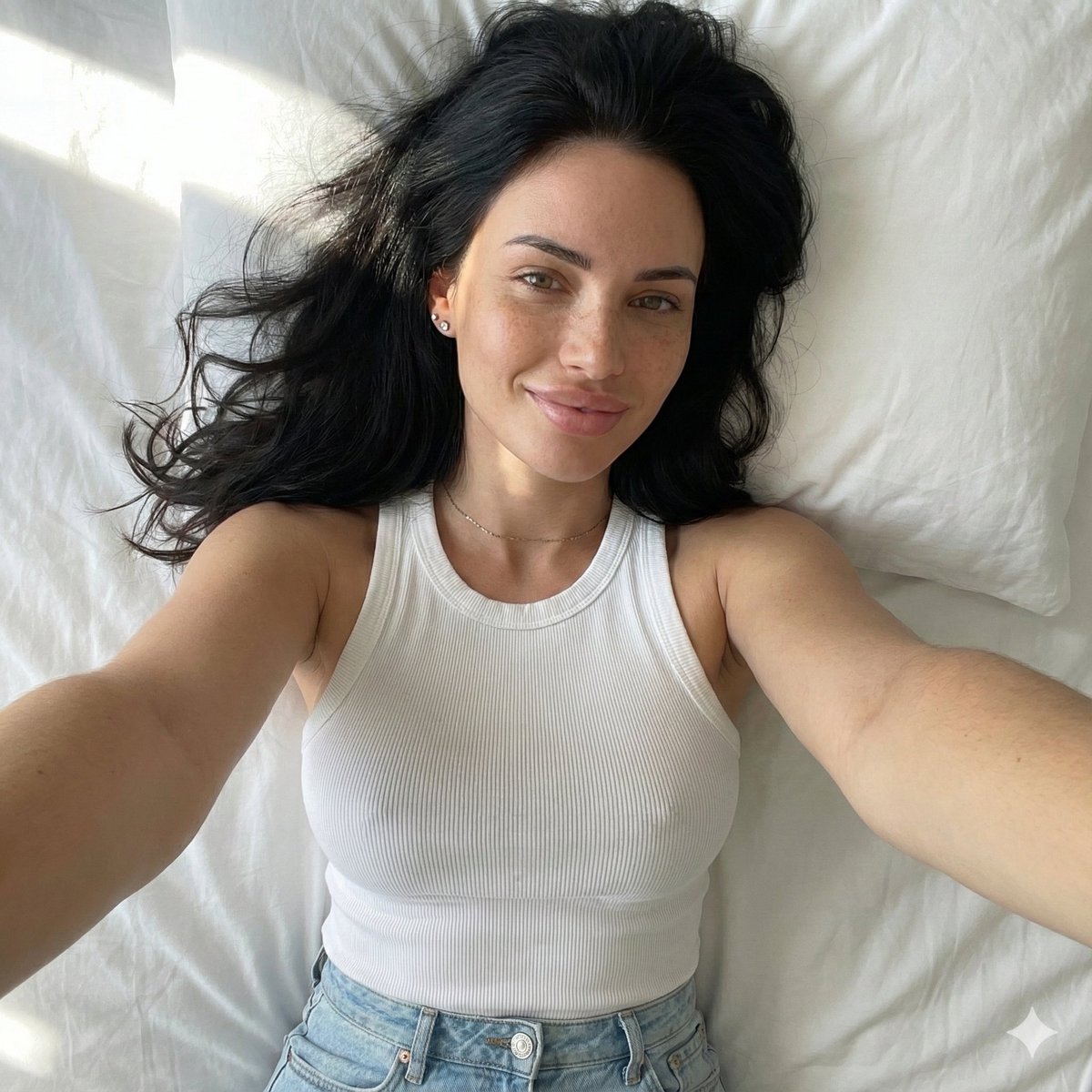 AI Prompt for Customizable Female Selfie on Bed