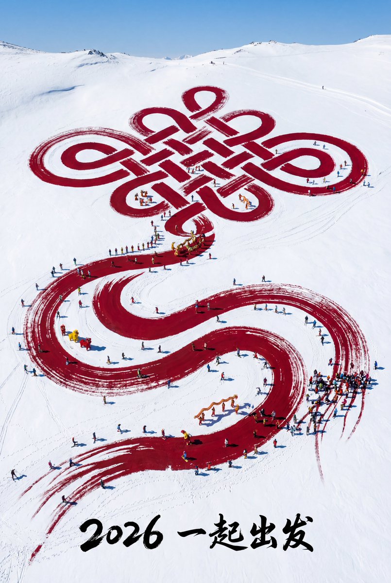 AI Prompt for Customizable Landscape Artwork with Red Chinese Knot and Winter Olympics Theme