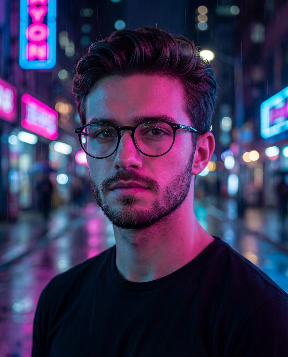 AI Prompt for Cyberpunk Portrait: Neon-Lit City Street Portrait with Ultra-Realistic Details