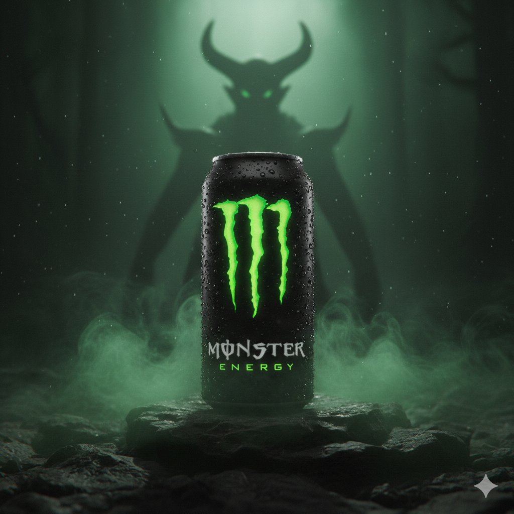 AI Prompt for Dark Fantasy Product Photography: Generate High-Contrast Monster Energy Drink Can
