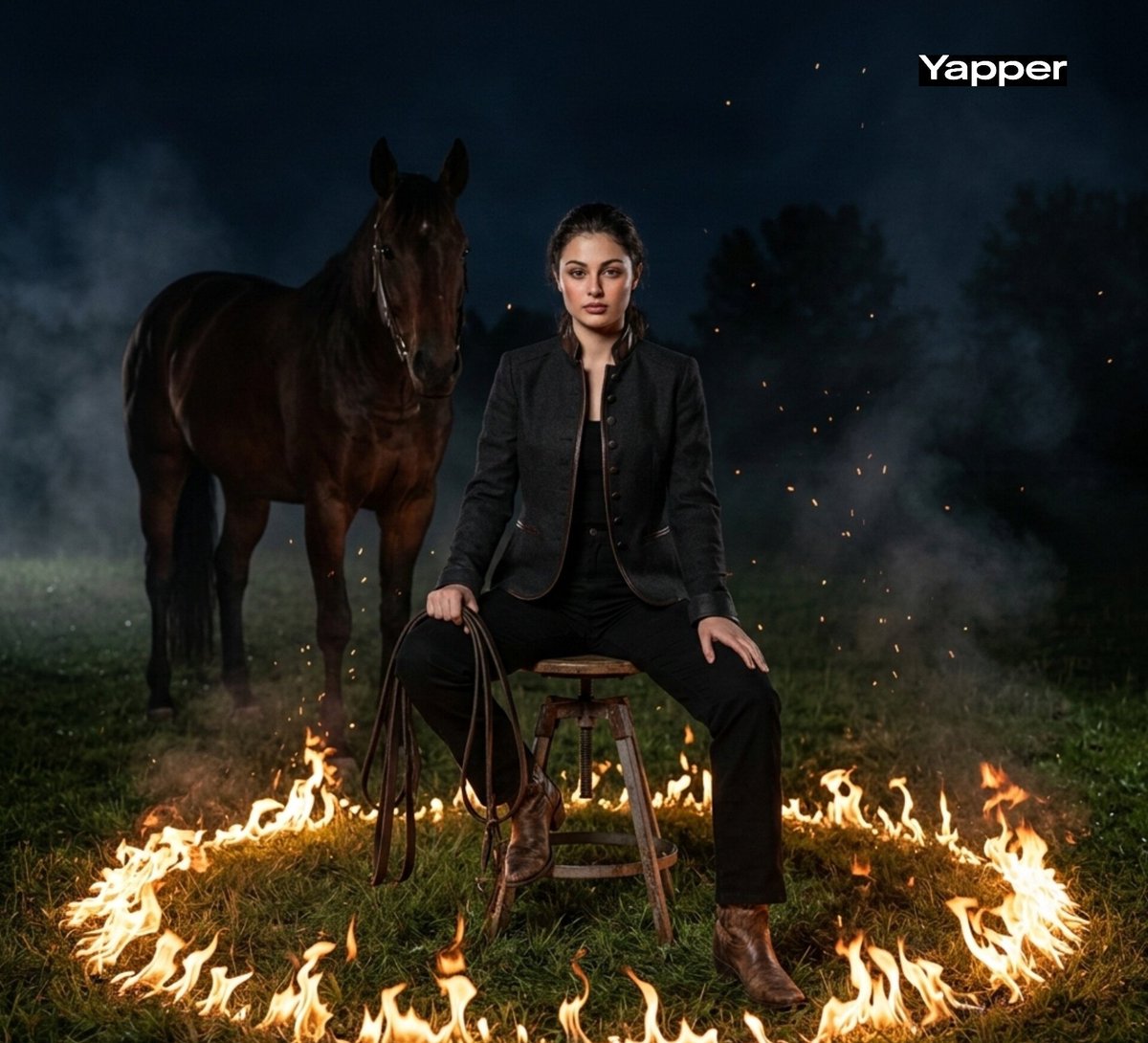 AI Prompt for Dark Western Portrait with Fire Effects