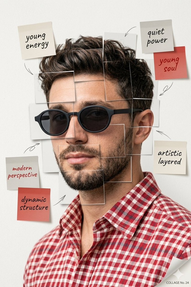 AI Prompt for Deconstructed 3D Grid Portrait with Sticky Notes