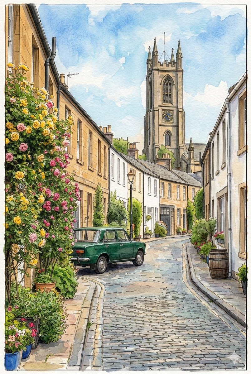 AI Prompt for Detailed Cityscape Photography: Edinburgh's Circus Lane
