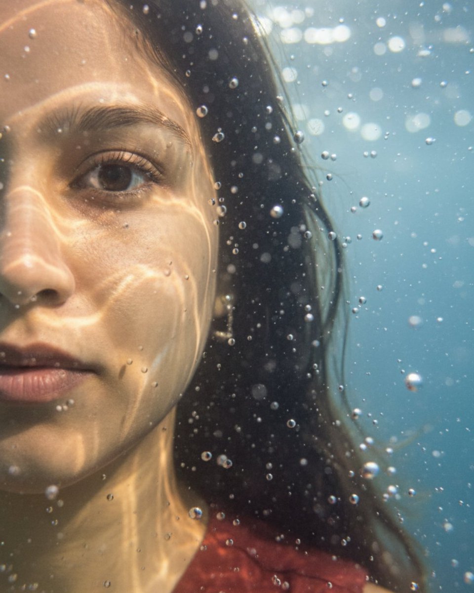 AI Prompt for Detailed Underwater Macro Portrait - Left Half Face Close-Up