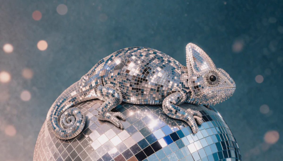 AI Prompt for Disco Ball Chameleon Sculpture Image
