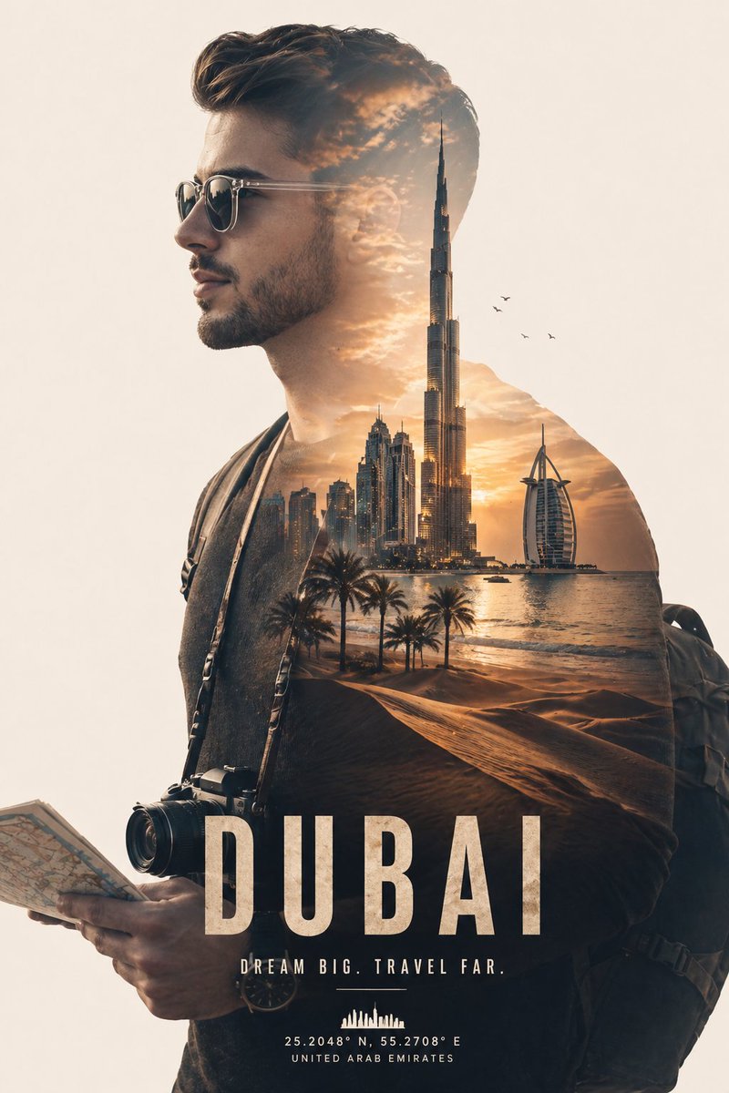 AI Prompt for Double Exposure Traveler Photography