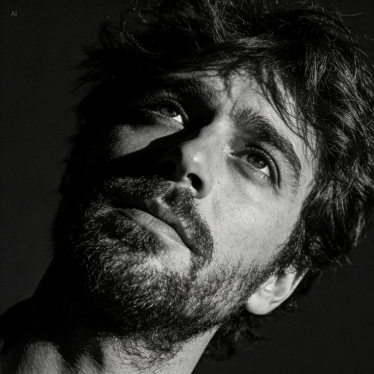 AI Prompt for Dramatic Black and White Portrait with Silhouette Lighting